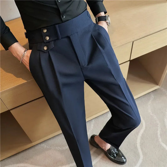 nuvl |  Men High Waist Belt pants